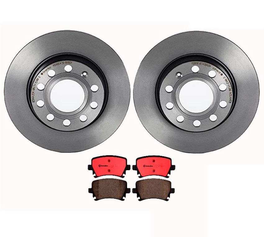 Audi Brembo Brake Kit - Pads and Rotors Rear (255mm) (Ceramic) 8E0698451J - Brembo 1541006KIT